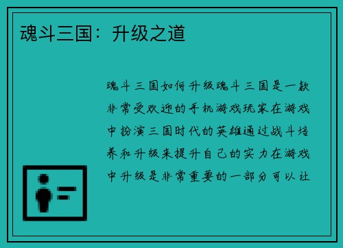 魂斗三国：升级之道